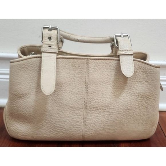 Dooney & Bourke Pebble Leather Satchel Tote Bag Cream Ivory Shoulder Purse - Picture 4 of 16